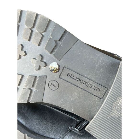 Liz Claiborne Reina Black Combat Biker Moto Quilted Ankle Boots Sz 7 - Picture 7 of 7